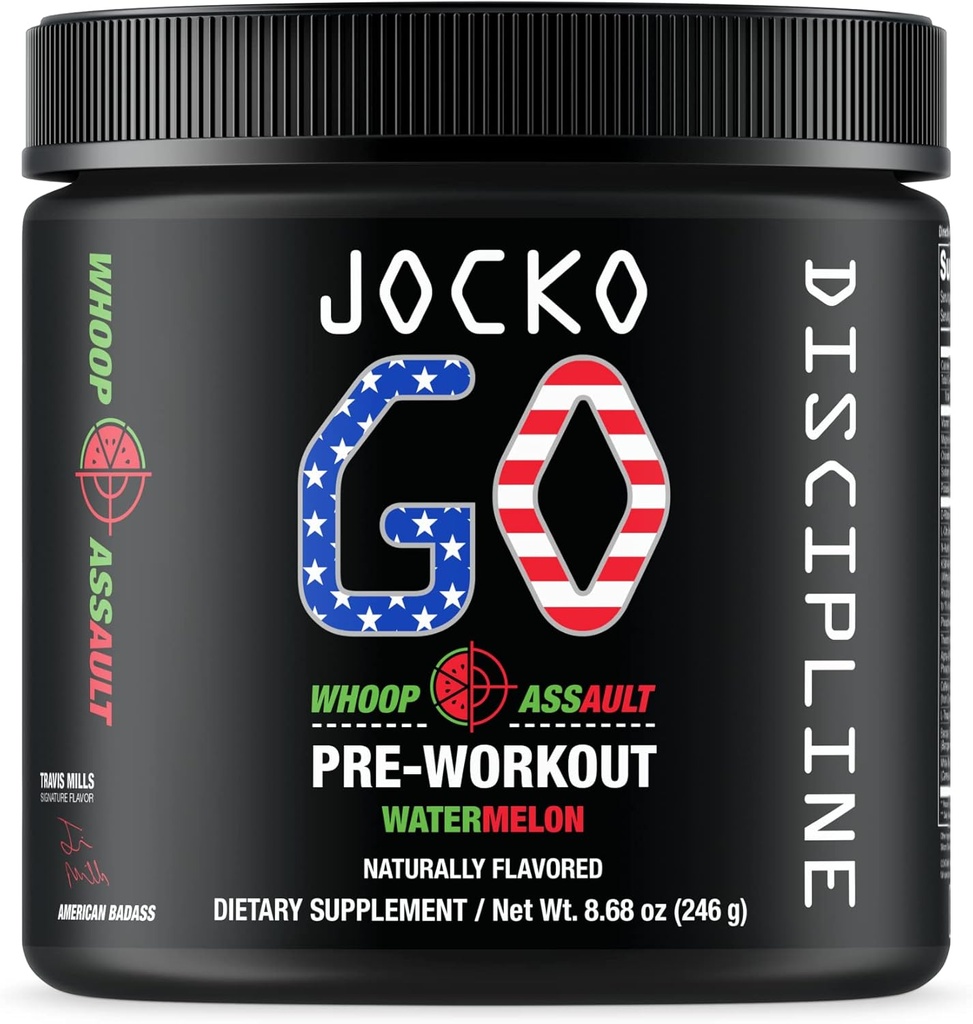 Jocko Fuel Pre Workout Powder with L-Citrulline, Nootropic " Caffeine for Endurance " Stamina - Keto, Low Sugar Blend for Distance Running, Cycling, Jiu Jitsu - 30 Servings (Watermelon)