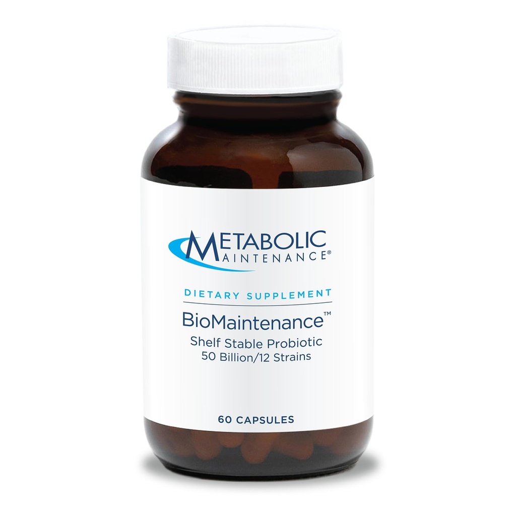 Mantenimiento metabólico Biomaintenance Shelf Stable Probiotic - 50 Billion CFU + 12 Strain Probiotic Gut Health Supplement - Contains Lactobacillus Acidophilus + Lactobacillus Gasseri (60 cápsulas)