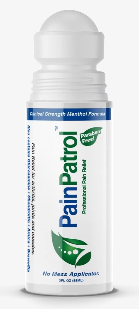 PainPatrol, Pain Relief Gel, Cooling Gel w 8.5% Menthol, 3 oz Roll-on for Muscle Pain, Joint ' Back Pain, Analgesic tópico tópico, Actuación rápida, Long Lasting Doin Reliever Cream (3 OZ)