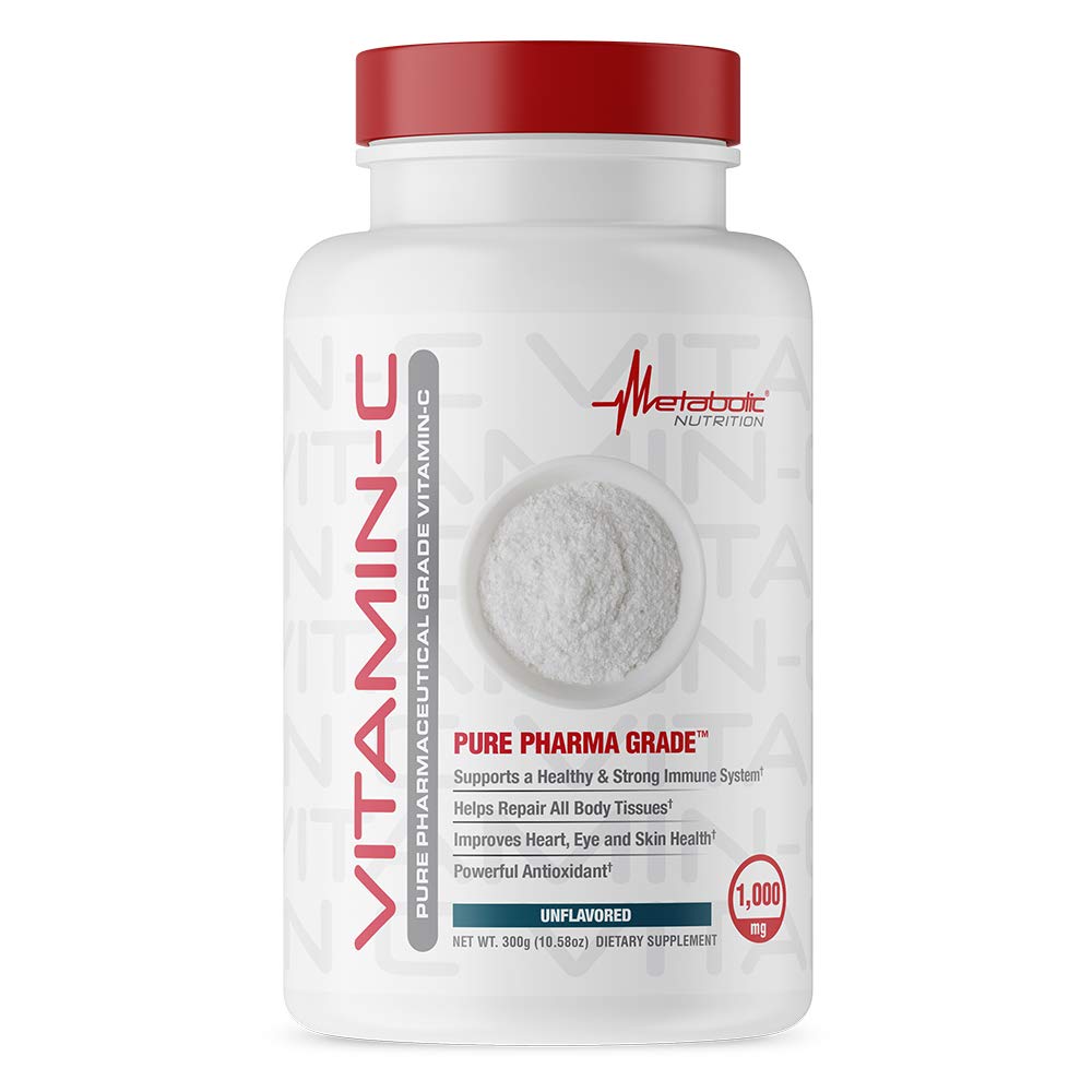 Nutrición metabólica Vitamina C, 1000 mg, Grado farmacéutico puro, Ácido ascórbico de alta absorción (300 g)