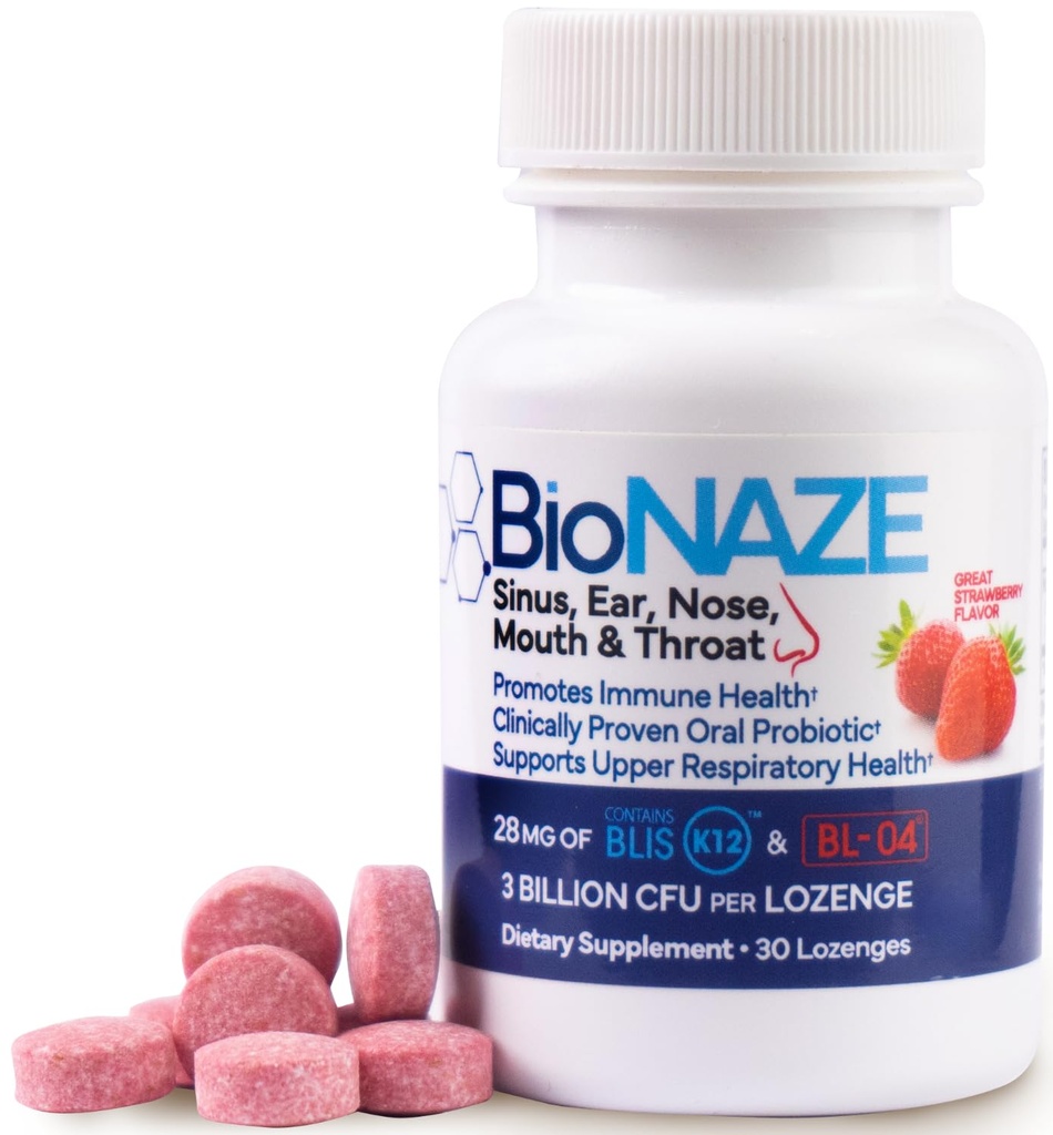 Oral Probiotic BLIS K12 &amp; BL-04 for Sinus, Tonsil Stones, Bad Breath, Post Nasal Drip, Throat, Mouth, Teeth & Gut - Mejorar Oral & Respiratory Health. Strains Probióticos Probadas Clínicamente 30 ct