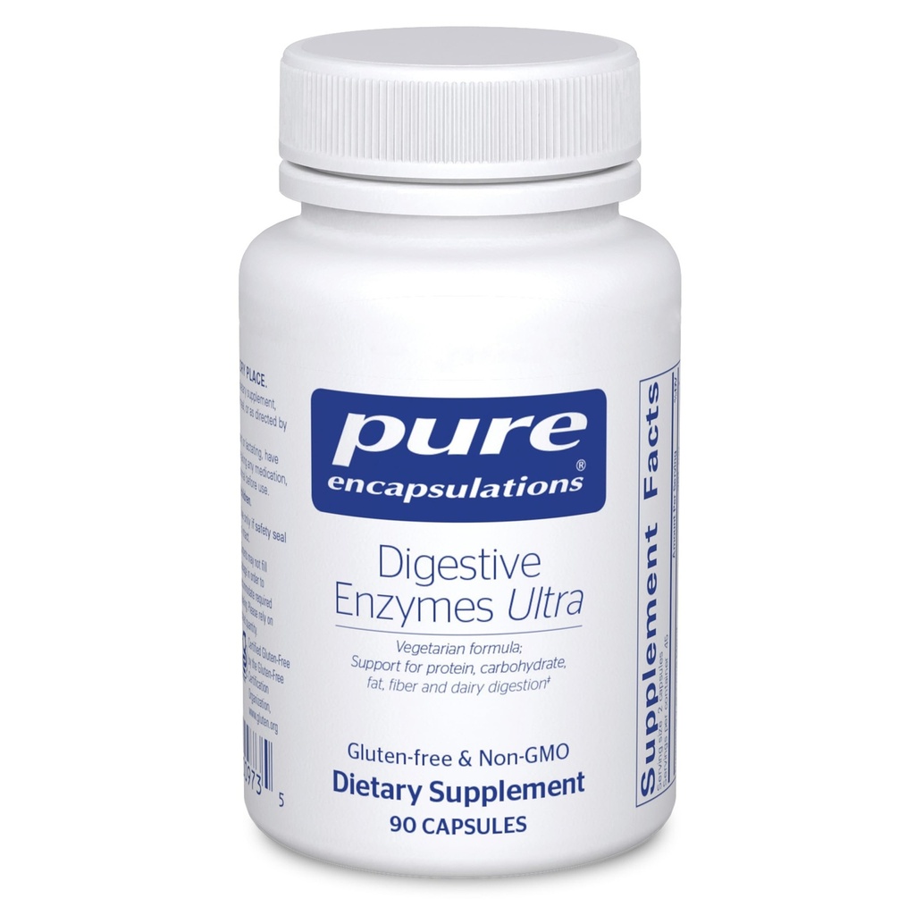 Encapsulaciones puras Enzimas digestivas Ultra - Vegetarian Digestive Enzyme Suplemento de Apoyo Proteína, Carb, Fibra y Digestión Dairy* - 90 cápsulas