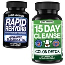 15 días de limpieza Ø Colon Detox con laxante natural - con - Rapid Rehydr8 Electrolyte Suplementos Prevención de calambres y apoyos musculares resistencia y recuperación - 100 cápsulas