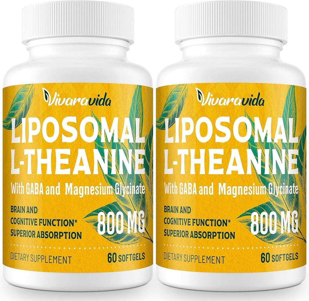 L-Theanine 800mg Suplemento con GABA y Magnesium Glycinate - Compuesto natural, sueño y relajación (120 Softgels)