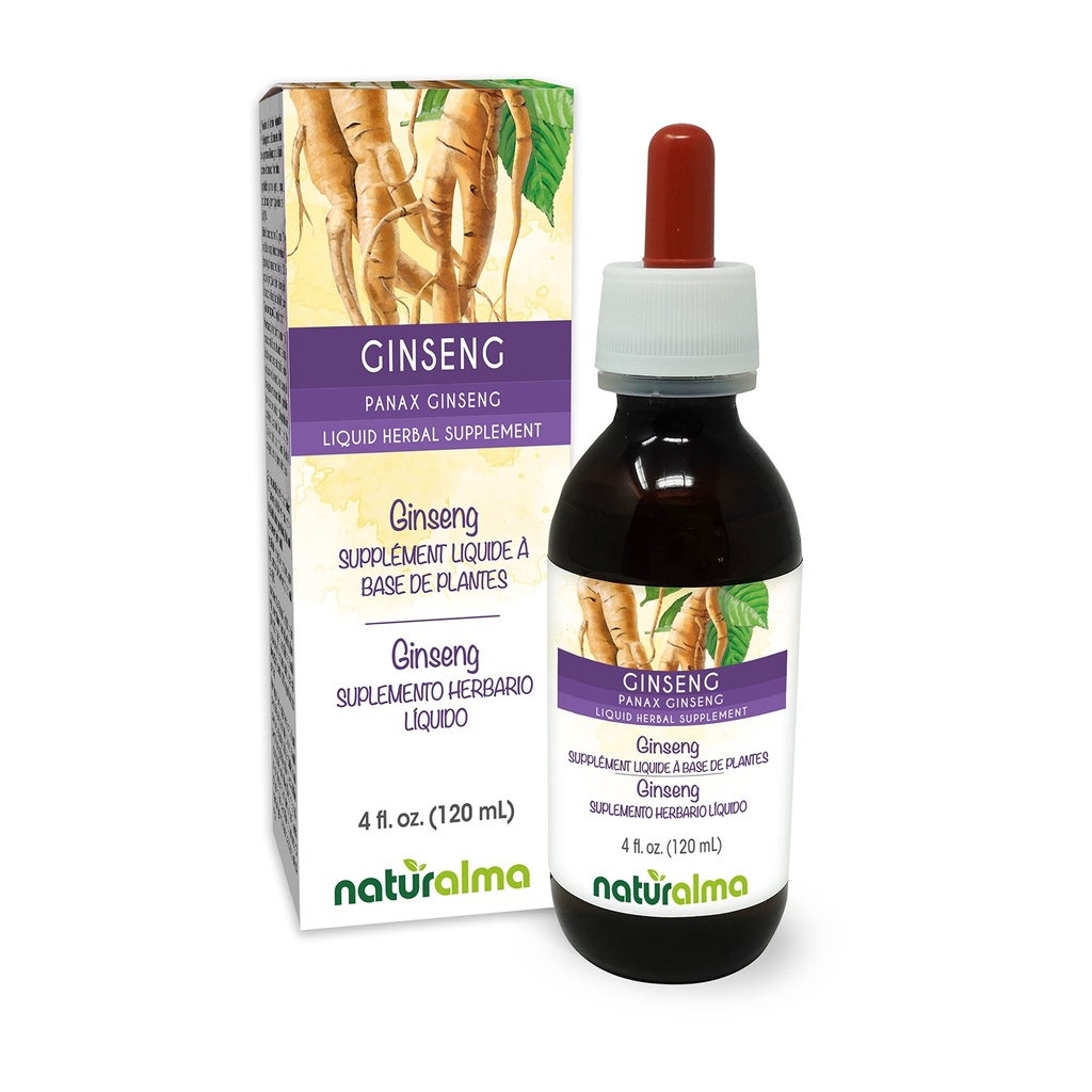Naturalma Ginseng (Panax Ginseng) Root Alcohol-Free Tintura - 4 fl oz Liquid Extract in Drops - Herbal Supplement - Vegan