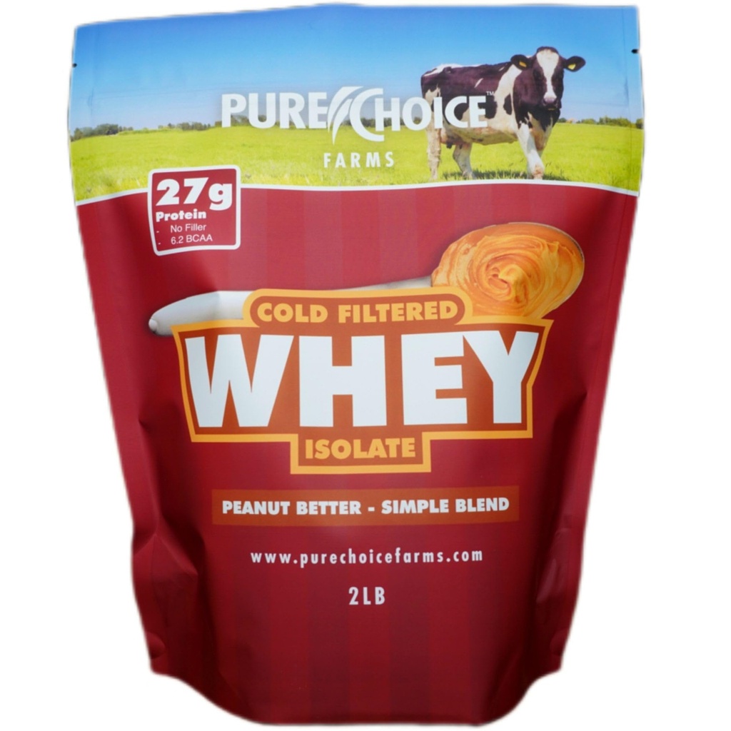 Pure Choice Peanut Butter Whey Isolate Protein Powder, 28g Protein " Low Fat, Best Cold Filtered " Undenatured Whey, No Fillers or Artificial Sweeteners (Peanut Butter, 12 oz)