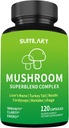 Mushroom Supplement Capsules, Mushrooms Complex, Lions Mane, Cordyceps, Chaga, Reishi, Turquía Tail, Maitake, Brain Supplements for Memory and Focus, 2 Month Supply
