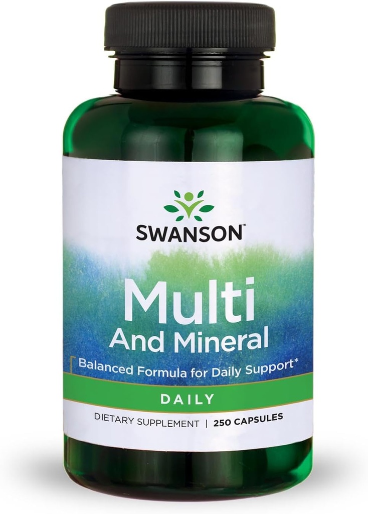 Swanson Multi y Mineral Daily Men's Women's Multivitamin Multimineral Health Suplemento 250 cápsulas (Caps)