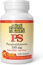 Factores naturales, fosfatidilserina, Apoyo a las Funciones de Memoria, Concentración y Cerebro, Soy y Gluten Gratis, 120 Softgels