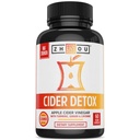 Zhou Cider Detox - Apple Sider Vinegar cápsulas con madre, Raw natural ACV píldoras para hombres y mujeres, Herbal Complex Suplemento con Turmeric &amp; Cayenne Pepper - 60 cápsulas Vegan