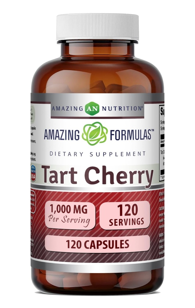 Amazing Fórmulas Tart Cherry Extract Suplemento Silencio 1000 Mg per Serving ¦ Capsules Silencio No-GMO Silencio Gluten-Free TEN Made in USA (1 Pack, 120 Cuenta)