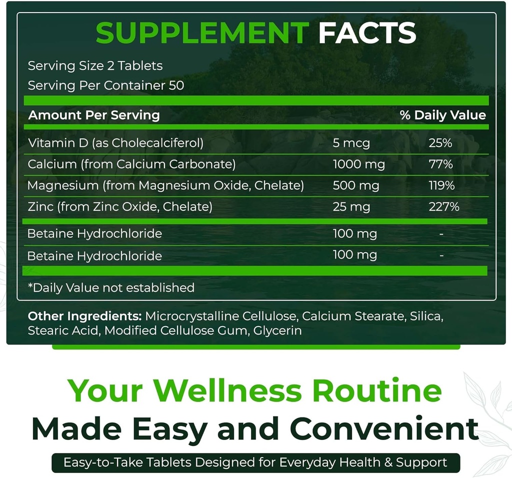 Conde natural Nutra 250, suplemento de zinc de calcio con vitamina D3 para la fuerza ósea, salud nerviosa, ayuda a mejorar mejor vibración, libre de gluten y libre de azúcar, complejo mineral esencial