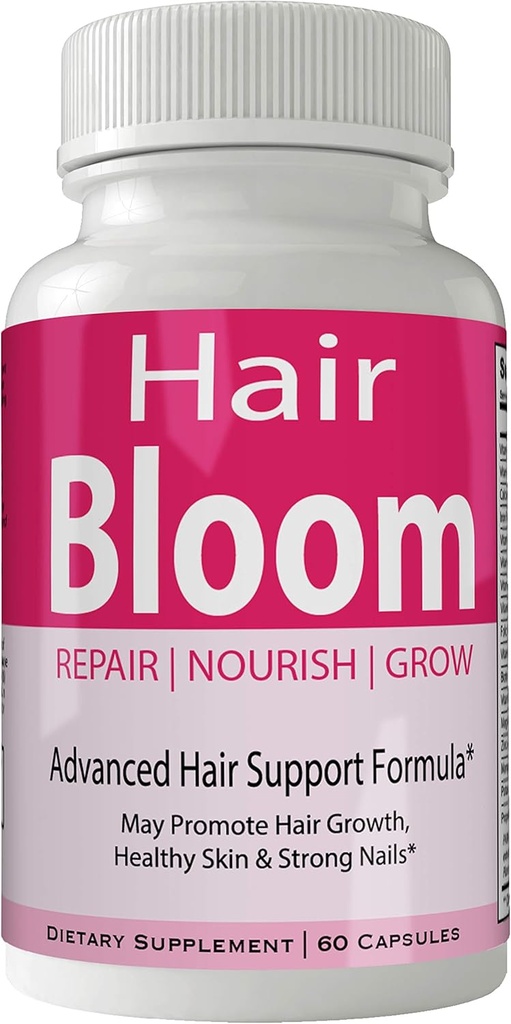 Pelo Bloom Pelo Crecimiento Pills Skin and Nails Suplemento - Advanced Unique Hair Growth Vitamins and Minerals with Biotin - Gluten Free 60 Capsules