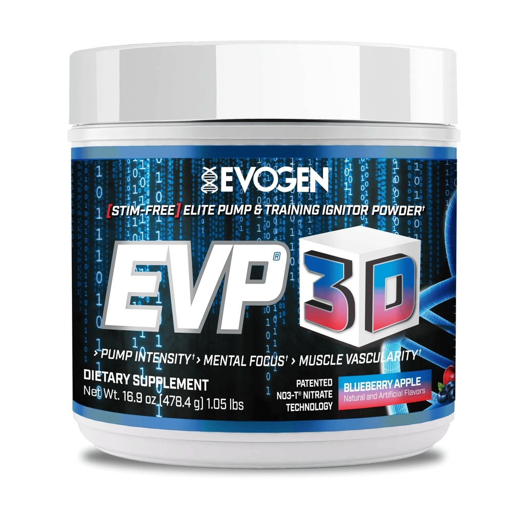 Evogen EVP 3D - Estim Free Pre Workout Powder para Hombres &amp; Mujeres ← Sugar Free Non Stim Preworkout with Beta Alanine and Creatine for Energy &amp; Pump ← Blueberry Apple ← 40 Servings