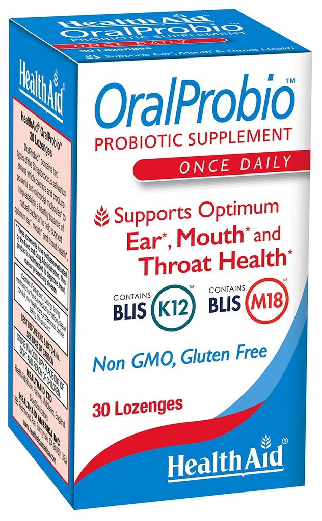 OralProbio 30ct, Once Daily Chewable Tablets, Supports Optimum Ear, Mouth y Throat Health, Non GMO, Gluten Free, Peppermint Flavor, Contains BLIS K12 &amp; M18