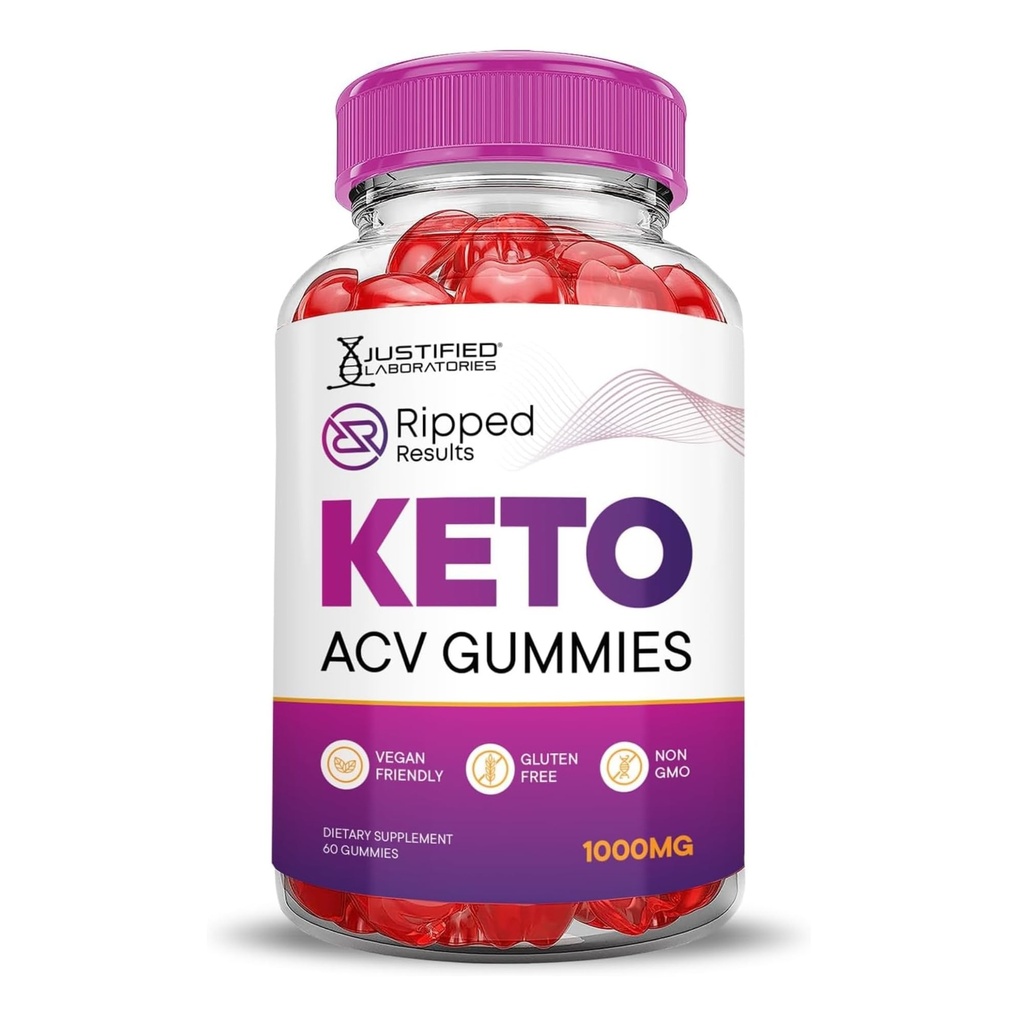 Laboratorios Justificados Resultados Ripped Keto ACV Gummies Avanzados Fórmula 1000MG Resultados Ripped Keto Gummies Vinagre de Sidra de Apple Formulado con Pomegranate Beet Juice Powder B12 Vegan Non GMO 60 Gummys