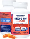 Oceanblue Professional Omega-3 2100 con CoQ10 – 90 ct – 2 Pack – Triple Strength Fish Oil Suplemento con EPA de alta potencia y DHA, y CoQ10 – Orange Flavor (60 Servings)