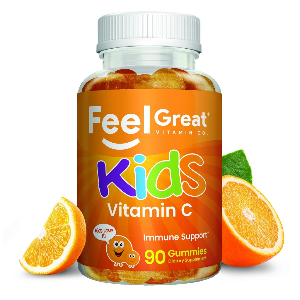 Kids Vitamin C Gummies Chewable for Immune Defense ← Plant-Based, Gluten Free ← Vegan tención 250 mg per Serving  90 Gummies peru Vitaminas para niños por Feel Great Vitamin Co.