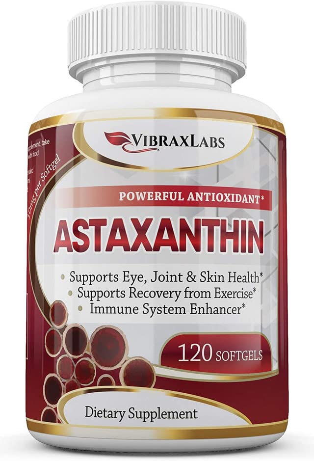 Astaxanthin 10mg Suplemento/Mejor Antioxidante puro de Microalgae, ayuda a la atención de la piel " Ojo, articulaciones atríticas, envejecimiento saludable, energía de bosificación, 120 Softgels no OMG - Suplementos Premium de Astaxanthin