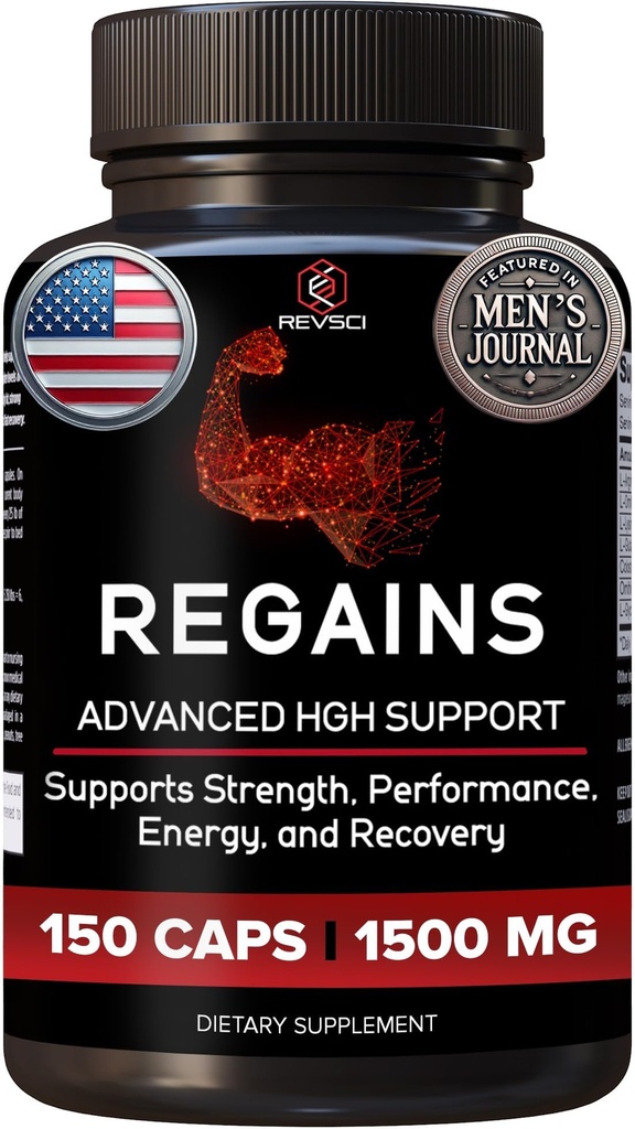 HGH Suplementos para Hombres - Regains Natural Anabólico Crecimiento del Musculo " Hormona de Crecimiento Humano para Hombres, Muscle Builder para Hombres, Muscle Recovery Post Workout Suplemento, 150 Protein Pills