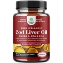 Aceite de hígado de bacalao islandés Softgels - Fish Omega 3, EPA, DHA, Vitamina D &amp; A, 1000mg Por Serving - Capsules de berples para el corazón, la articulación, cerebro &amp; apoyo inmunitario - 100 Conde