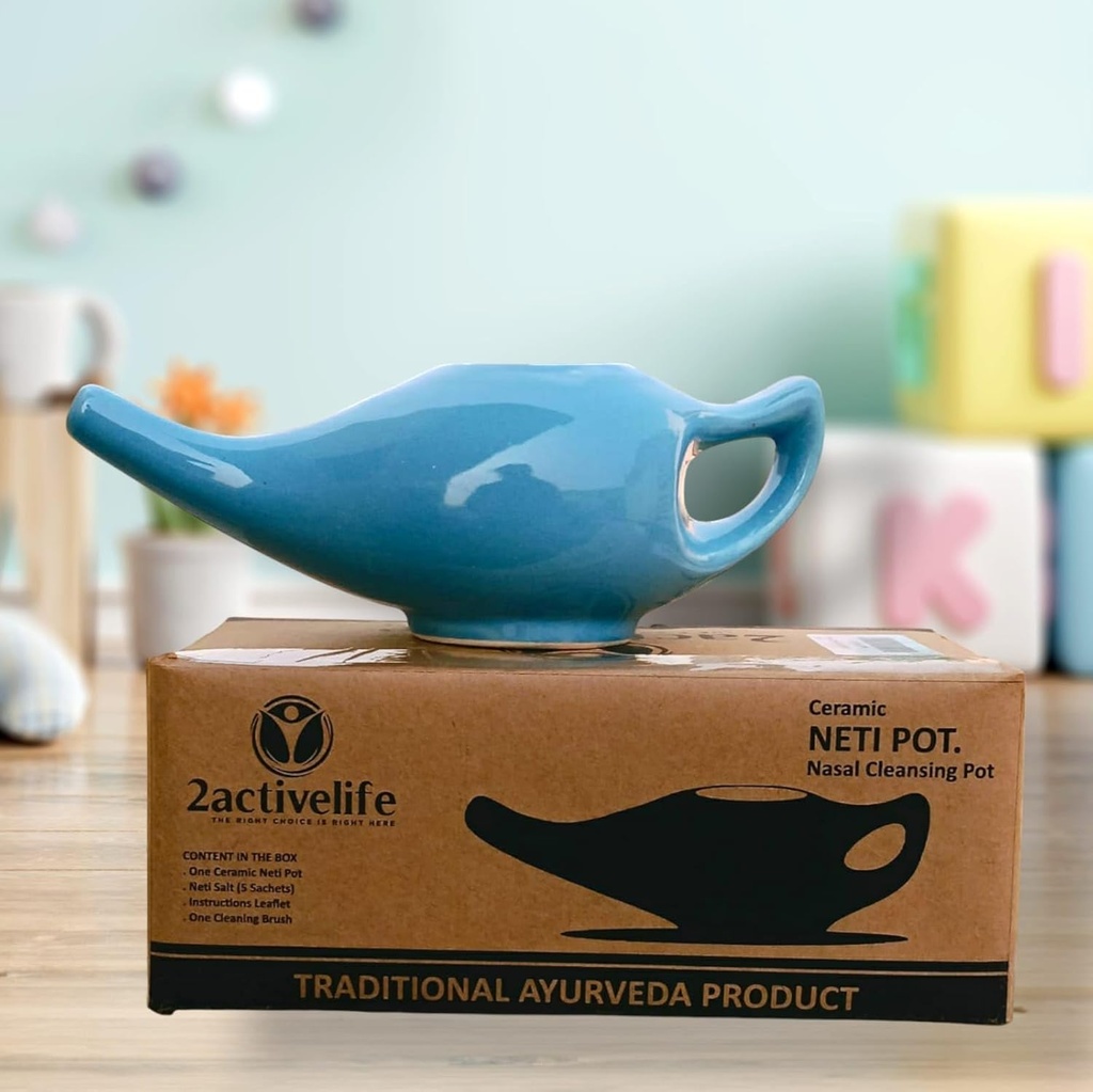 Yoga Neti Pot for Sinus &amp; Congestion Cleaning Todd Microwave and Dishwasher Friendly ← Leak Proof Durable Ceramic Neti Pot WordPress Nasal Wash Handcrafted Durable Ceramic - Blue