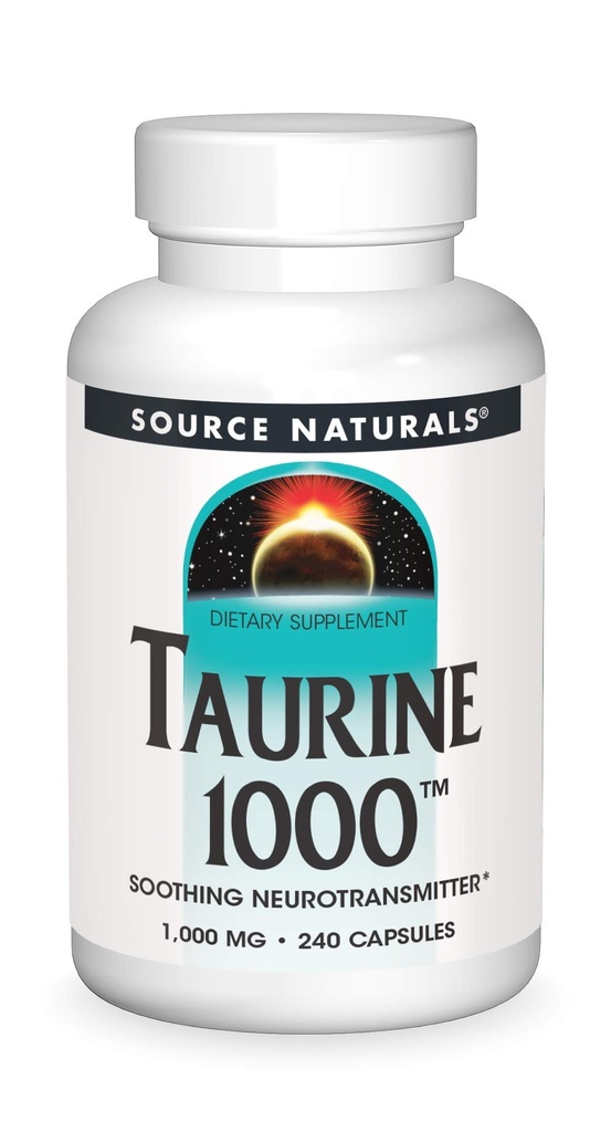 Fuente Naturales Taurina, Soothing Neurotransmitter*, 1000mg - 240 cápsulas