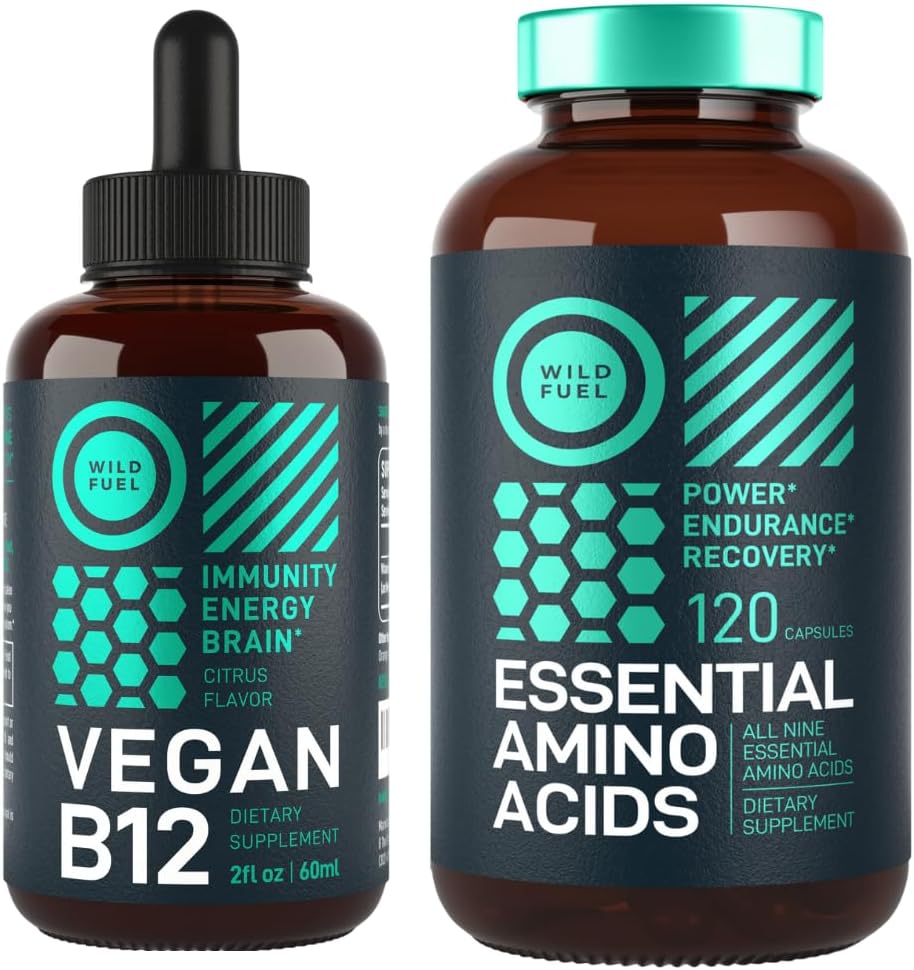 WILD FUEL Essential Amino Acid Suplemento y Vegan Vitamina B12 Liquid Energy Bundle