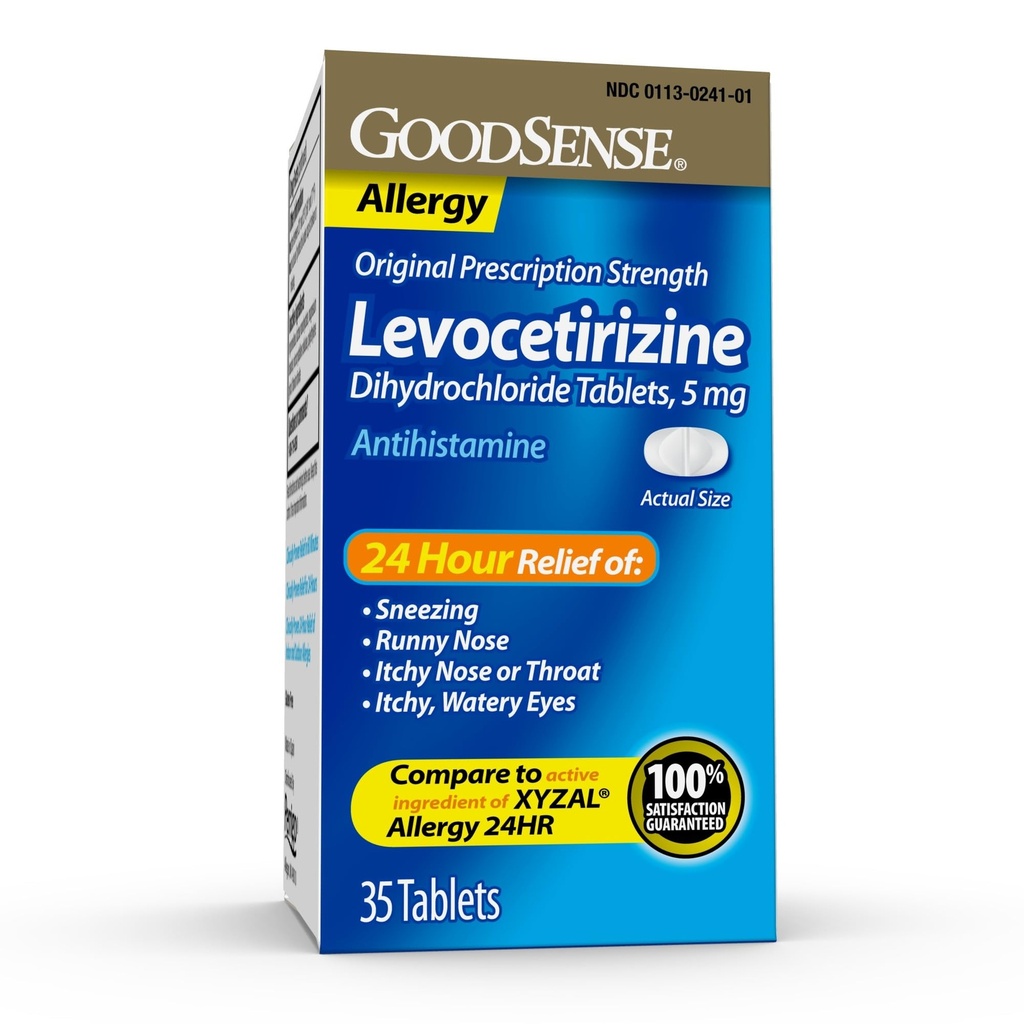 Good Sense Levocetirizine Dihidrochloride Tablets, Antihistamine, 5 mg, 35 Count (Pack of 1)