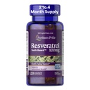 Pride de Puritan Premium Resveratrol Youth GuardTM 100mg, Suplemento dietético para el sistema inmunitario, antioxidante, metabolismo azucarero, flujo de sangre y apoyo a la función vascular, 120 Rapid Release Softgels