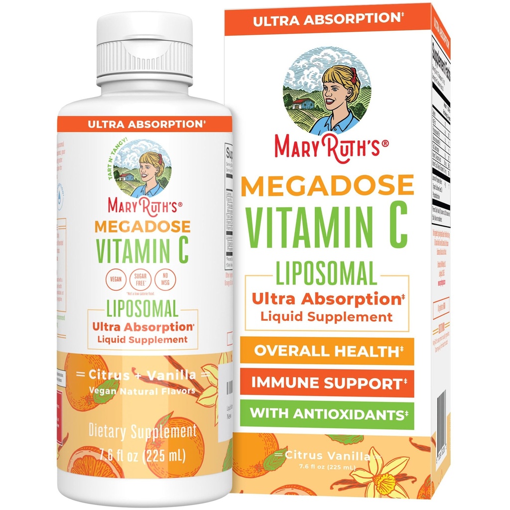 MaryRuth's Megadose Liquid Vitamina C Liposomal Silencio 500 mg Por Serving  Ultra Absorption Silencio Antioxidante Apoyo ← Formación Collagen ← Vegan  Gluten Free ← Sugar Free Silencio 7.6 Oz Silencio 30 Servimientos