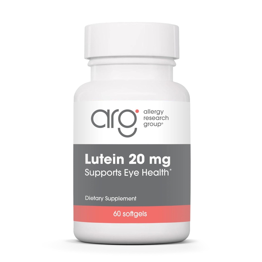 Grupo de Investigación de Alergia Lutein Suplemento - Vitaminas Oculares, 20 mg Lutein y Zeaxantina para Ojos, Salud Ocular, Cuidado de la vista, Softgels - 60 Cuenta