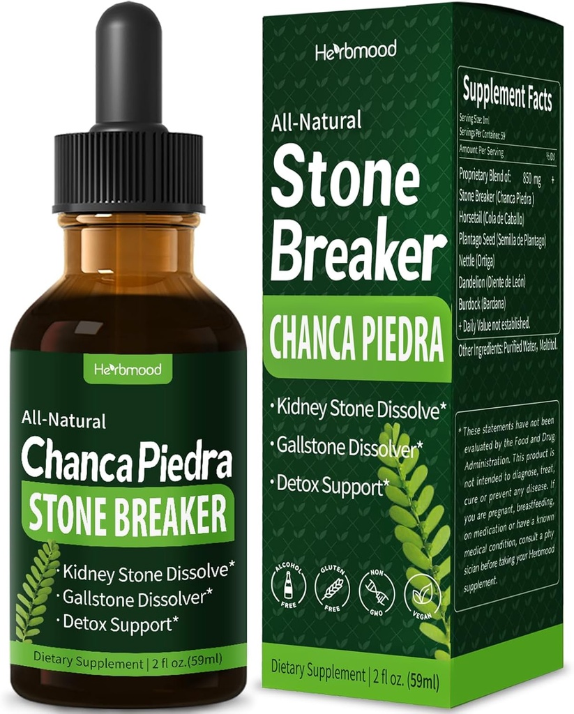 Chanca Piedra Stone Breaker Droper Drops for Kidney Stones & Gallstone Dissolver, Horsetail Extract Kidney Cleanse Detox " Repair, Gotas de Cola de Caballo y ChancaPiedra para Los Riñones. 2 oz