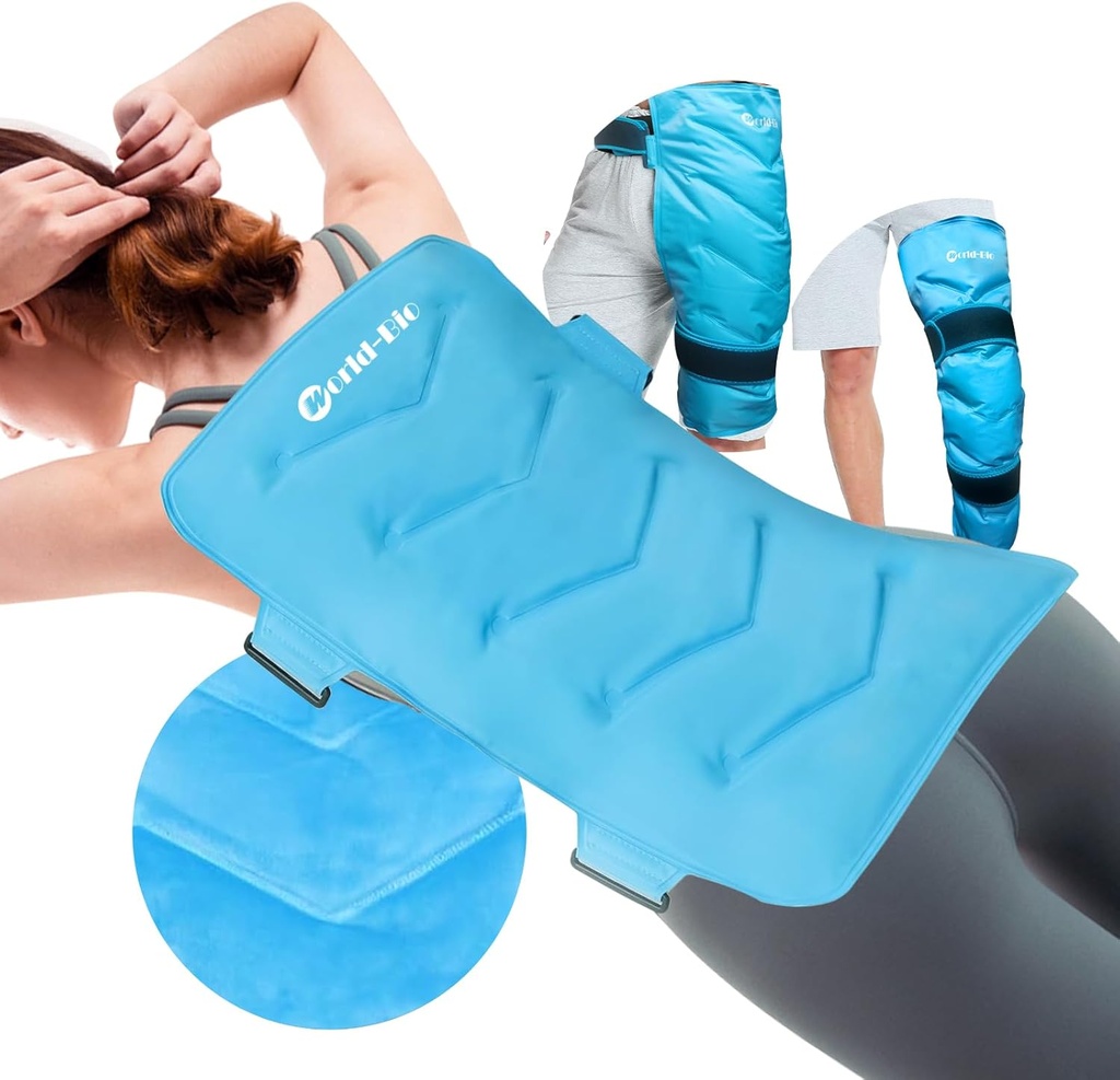 Paquete completo de hielo para lesiones Reutilizable de gran afilado de gel para el alivio de dolor de espalda, compresión flexible de la terapia fría para hinchazón, espinillas, cirugía, XXL, 21"x13"