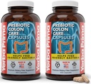 Yerba Prima Prebiotic Colon Care Capsules, 400 caps (Pack of 2) - Cinco formas de suplemento de fibra dietética - Fibras sanas e insolubles para la regularidad y apoyo digestivo