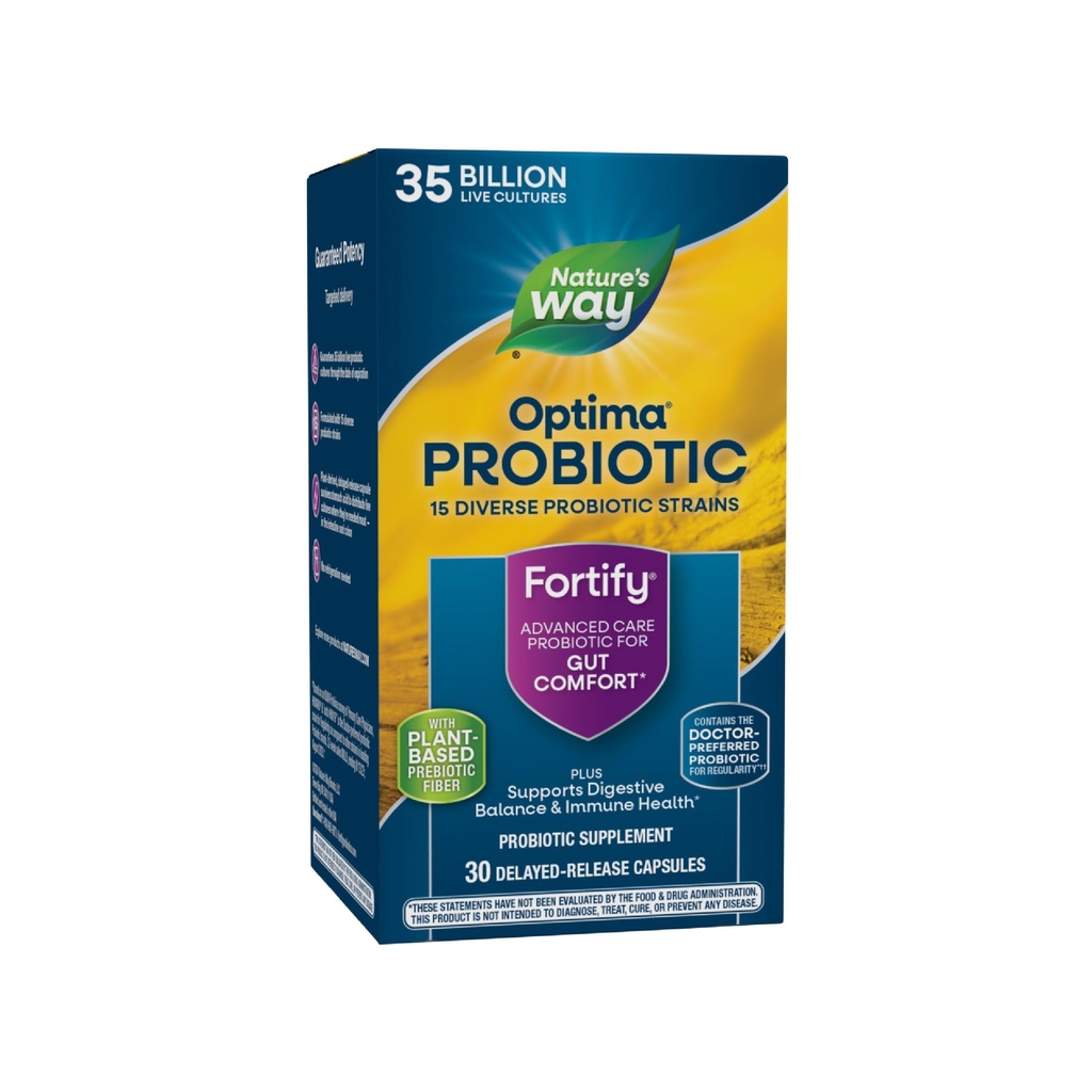 Camino de la Naturaleza Fortalecer Optima Probiótico para Adultos, 35 Billones Culturas en vivo, 15 Strains, Apoya Equilibrio Digestivo y Salud Inmunitaria*, No Se requiere Refrigeración, 30 cápsulas (Paquete May Vary)