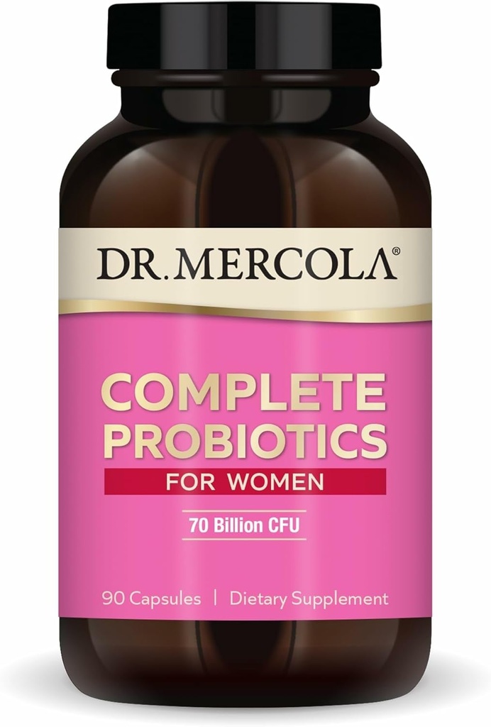 Dr. Mercola Probióticos Completos para Mujeres - Apoya Gut, Vaginal & Immune Health - Contiene Estrenos Lactobacillus - No GMO, Libre de gluten & Soy-Free - 90 cápsulas (90 servidumbres)