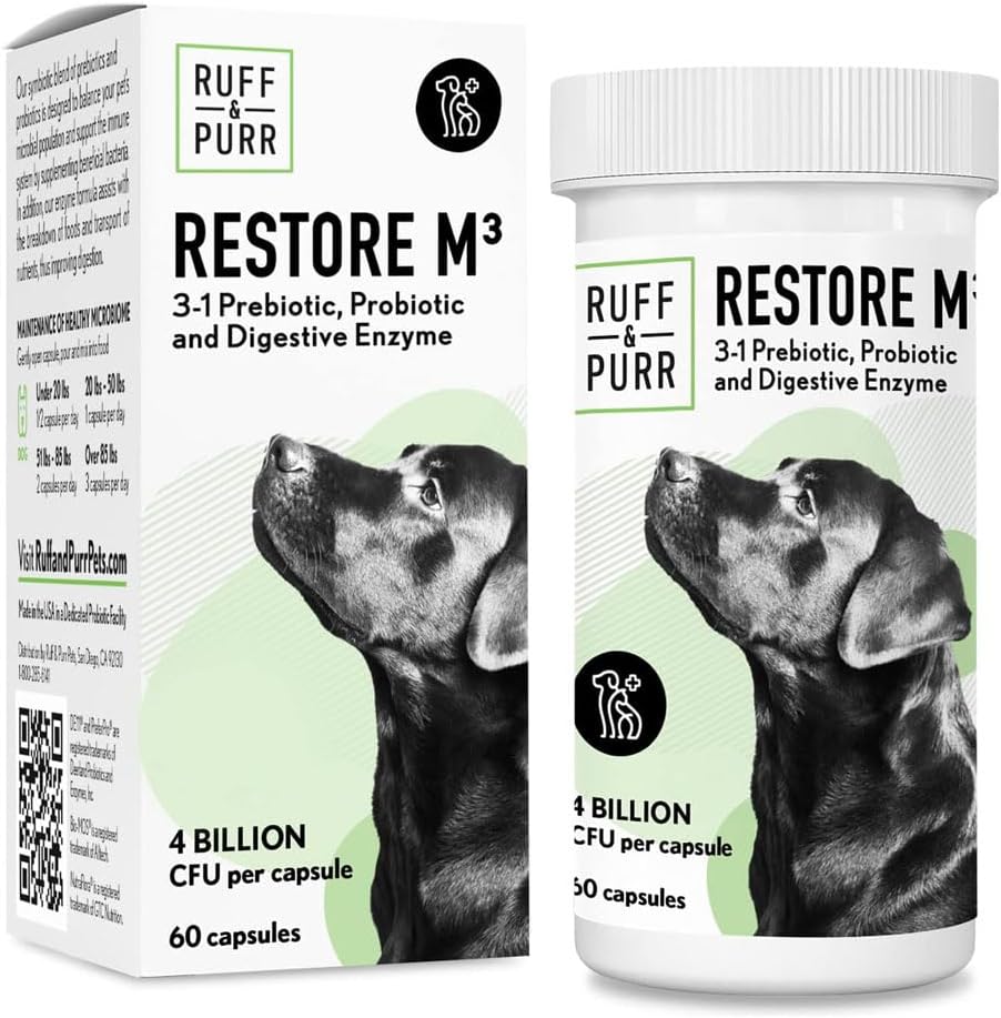 Probióticos para perros - 3-en-1 Probióticos, Prebióticos y Enzimas Digestivos para Gut Health, Apoyo Inmunitario, Esquí sano y Carne – Clínicamente estudiado DE111 " PreforPro