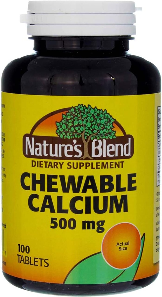 Calcio Chewable Blend de la naturaleza 500 mg, 100 tabletas (Pack de 5)