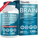 14-in-1 Lions Mane Supplement Capsules - Suplemento Nootropic Brain con Ginkgo Biloba para soporte cerebral, memoria y foco - Alpha GPC, L Theanine & Choline Suplementos con 1300mg Por Serving (60 ct)
