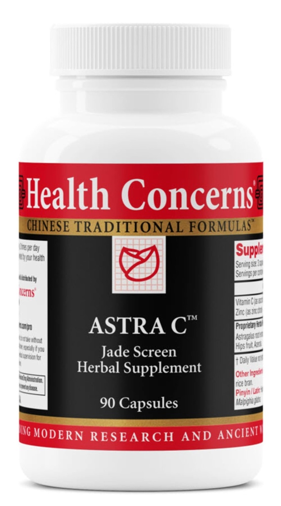 Preocupaciones de salud Astra C – Apoyo inmunitario, prevención fría " Fórmula antioxidante - Vitamina C, Zinc, Astragalus, Atractylodes, Rose HIPS " Acerola – Suplemento herbal natural chino – 90 cápsulas
