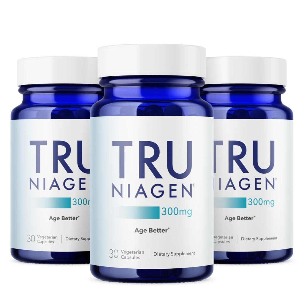 TRU NIAGEN Patented NAD Supplement for Anti Aging and Cell Regeneration, 300mg Niagen, 30 Servings ← Soportes Cellular Energy, Brain, Muscle ← Nicotinamide Riboside (NR) Take 1 Daily TEN 3 Botellas