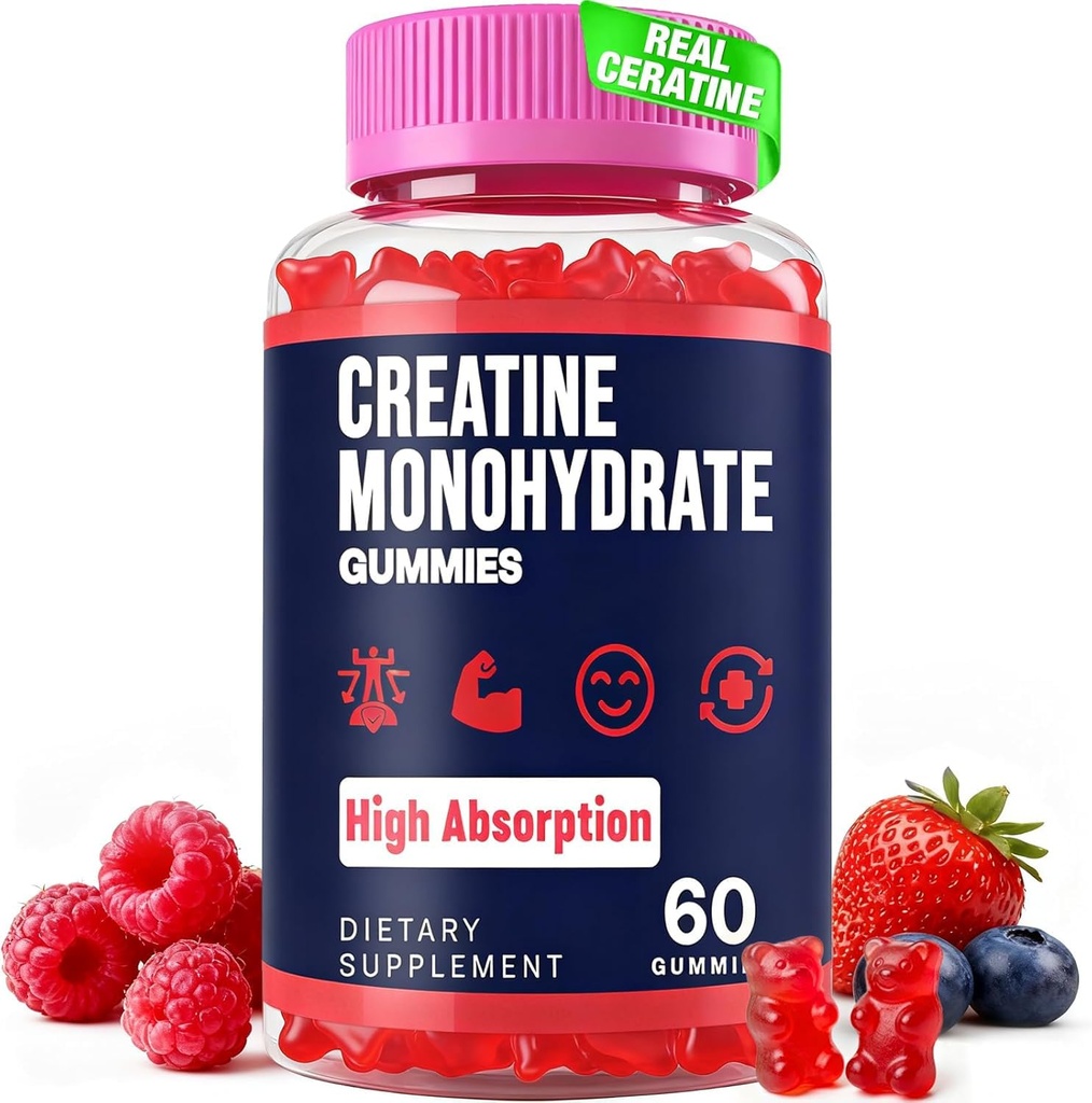 Critina Monohydrate Gummies for Women &amp; Men, Taurine &amp; B6, Chewable Creatina Pre Workout Gummies for Max Strength &amp; Muscle Growth, Energy, Endurance, Creatine for Men &amp; Women - 1 Bottle