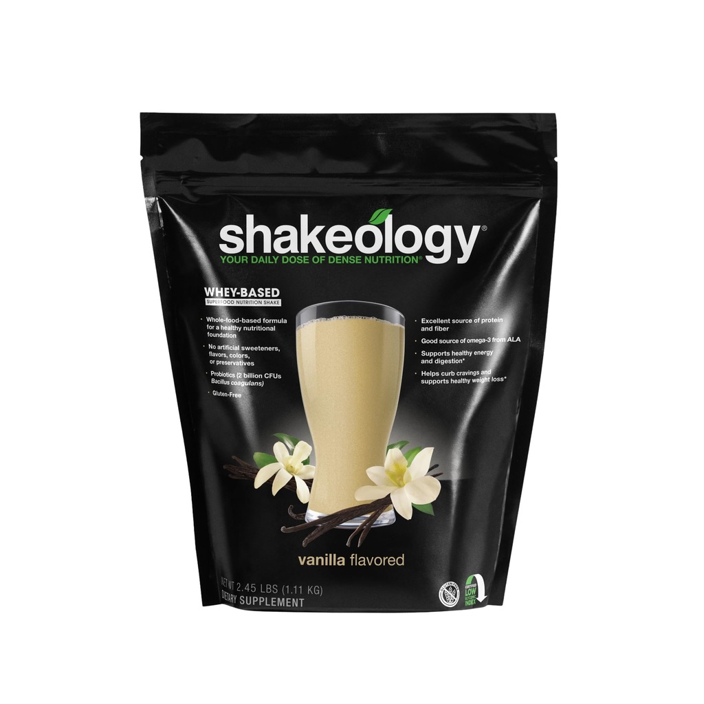 Shakeology Whey Protein Powder Blend - Gluten Free, Superfood Protein Agitación con vitaminas y minerales - Ayuda a soportar pérdida de peso saludable, apoyo muscular magro, Gut Health - Vainilla, 30 Actuaciones