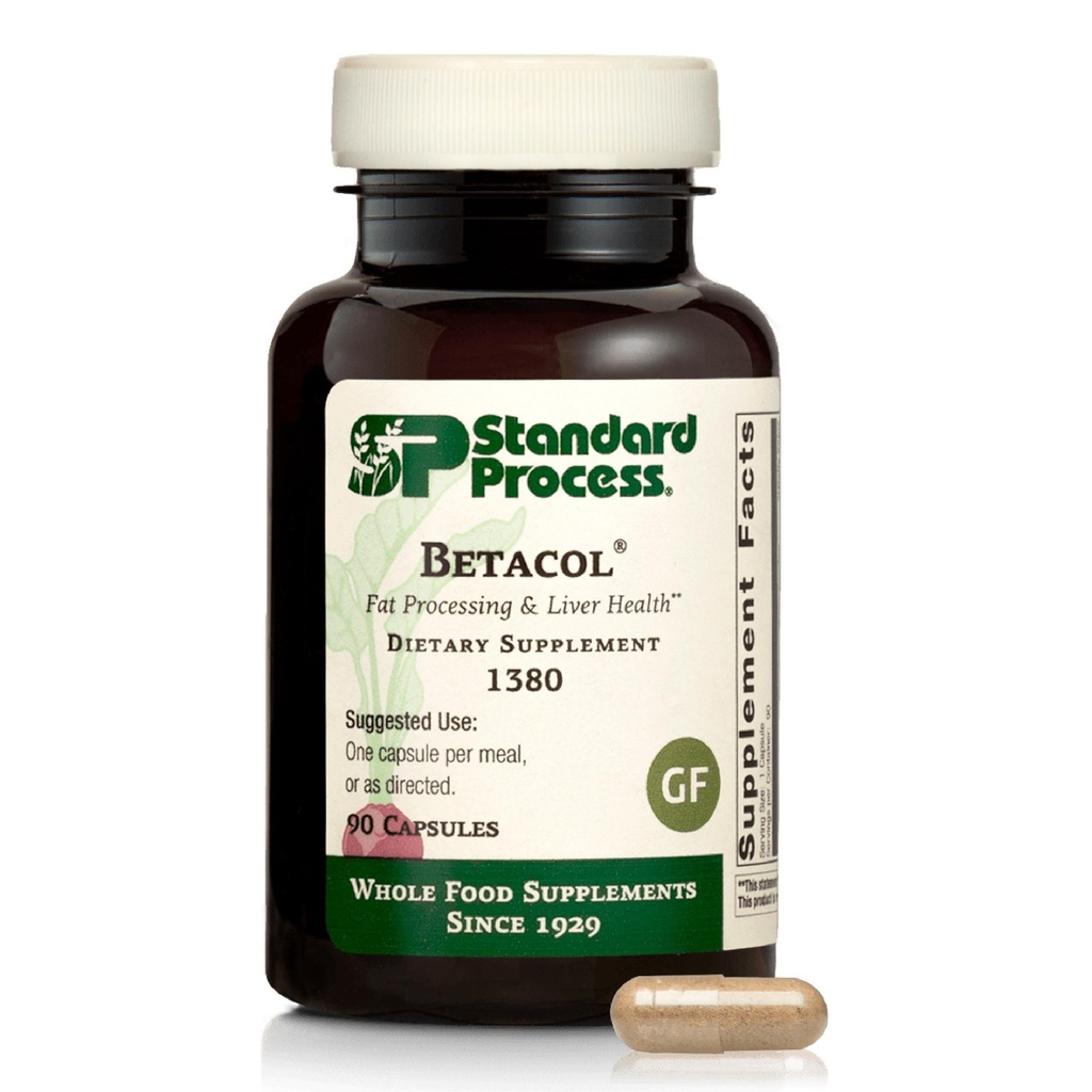 Betacol de proceso estándar - Asistencia Función del hígado " Producción de bilis - Suplemento de salud del hígado con niacina " Vitamina B6 - Sin gluten, sin aire " No soy - 90 cápsulas