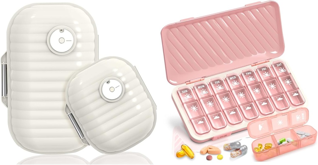 Organizador de píldoras de viaje, organizador de 7 días 3 veces al día, 7 Day Pill Box - GloDeals Weekly Pill Organizer Caja de dispensador diario de medicamentos para el suplemento de aceite de pescado