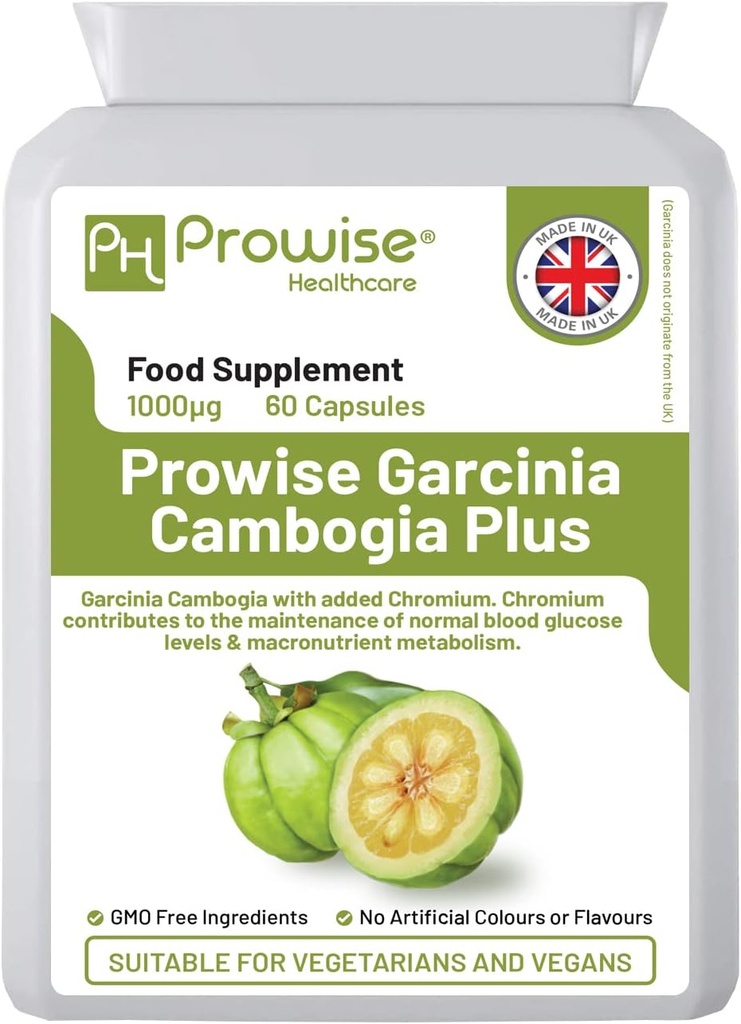 Garcinia Cambogia 1000mg 60 Capsules - UK Manufactured  durable GMP Estándares de Prowise Healthcare - Apto para Vegetarianos &amp; Vegans