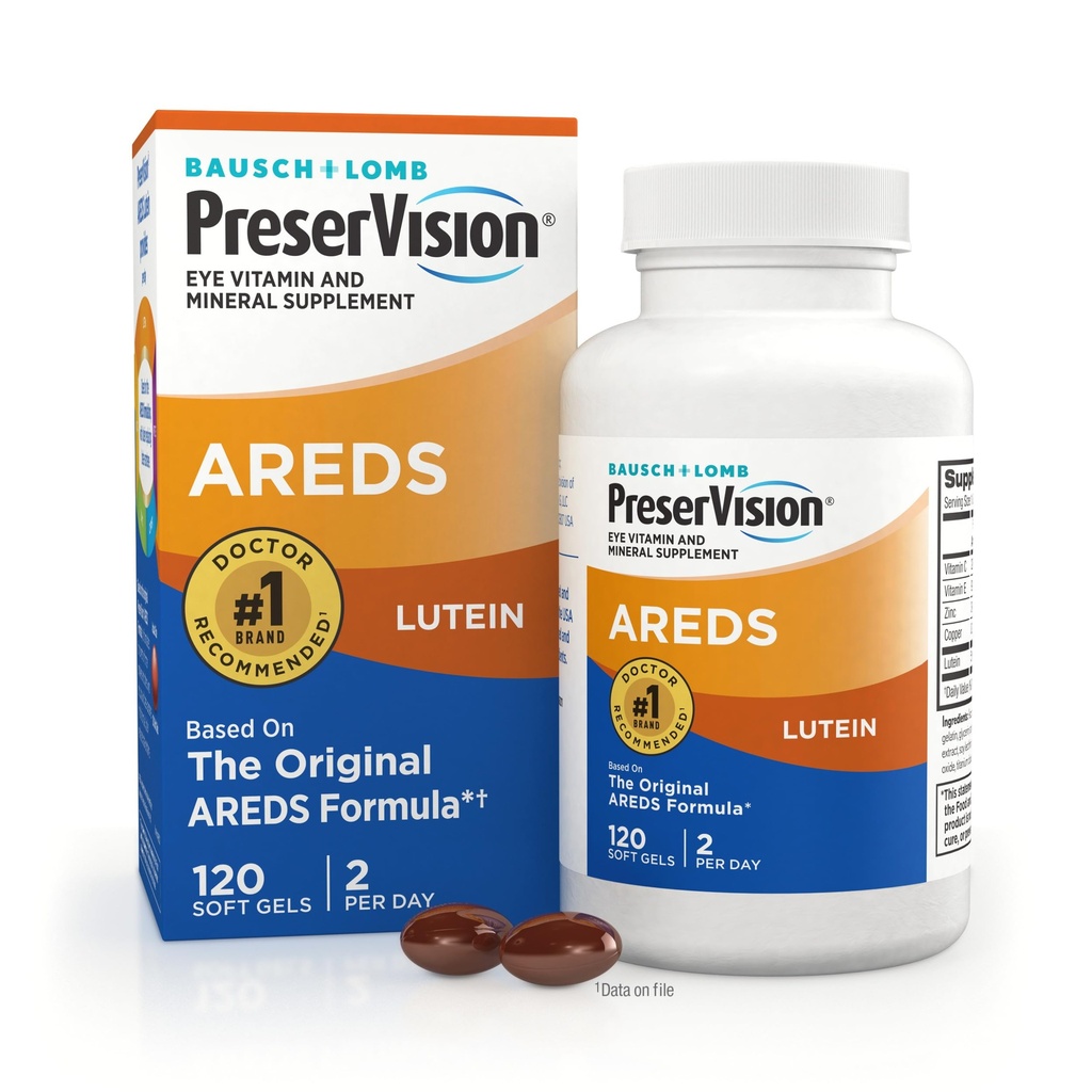 PreserVision AREDS Eye Vitamins, #1 Eye Doctor Recommended Brand, Multivitamin with Lutein, Vitamins C &amp; E, Zinc, and Copper Supplements, 120 Softgels