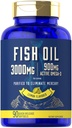 Carlyle Fish Oil 3000mg tención 900mg Omega 3 ← 90 Softgels  Lemon Flavor ← Non-GMO y Gluten Free Supplement