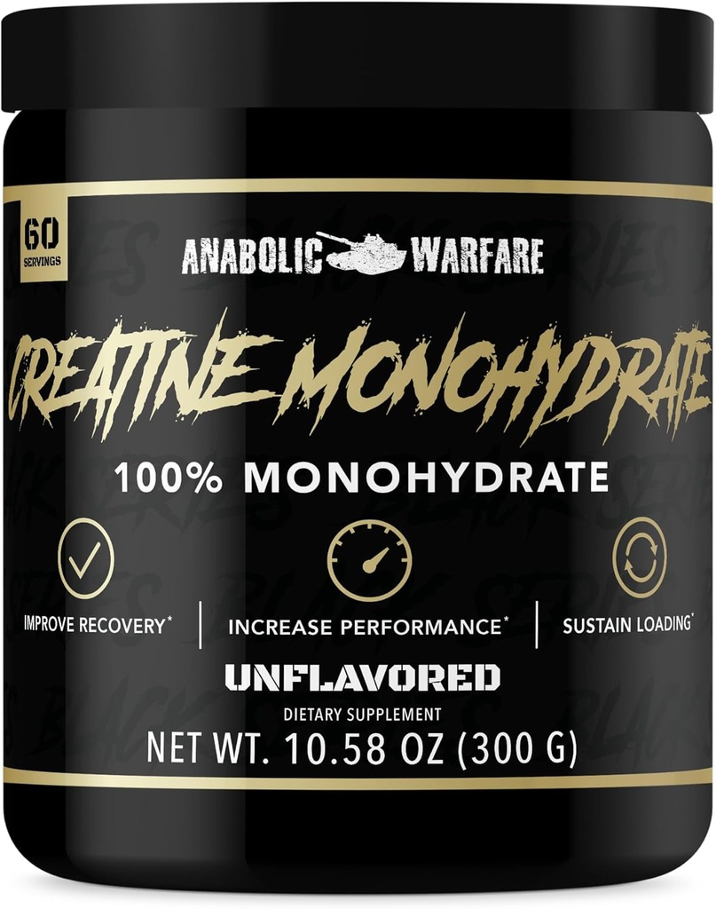 Monohidratos anabólicos Warfare Creatine, recuperación después del entrenamiento, aumento del rendimiento, mantenimiento de carga, crema Premium* (60 porciones)